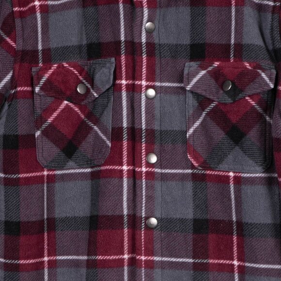 Freedom Foundry Dry Goods Fleece Jacket L 14 16 Plaid Red Gray Snap Plush Lining - Picture 5 of 7